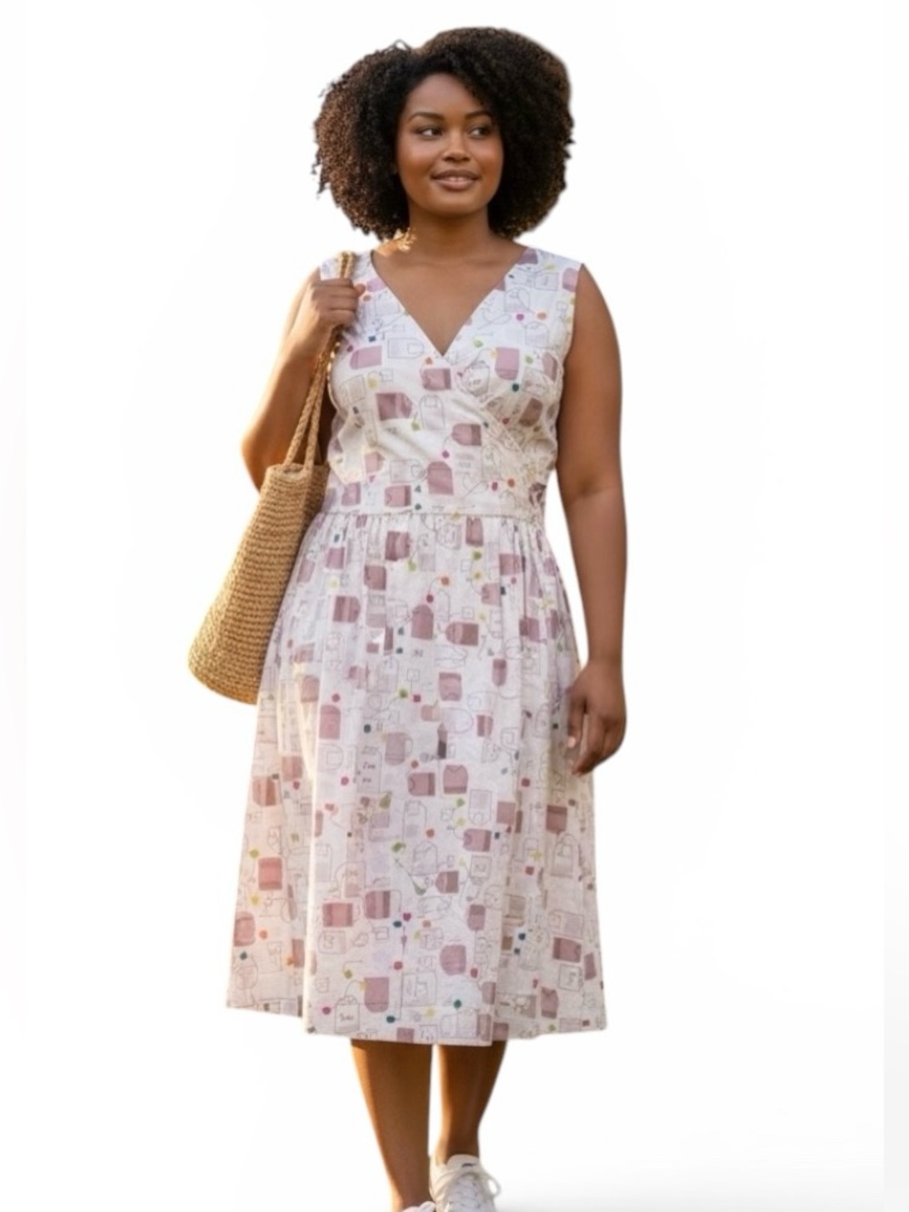 ModCloth Bea & Dot Retro Tea A-Line Sleeveless MIDI Dress Sz 4X Empire Waist